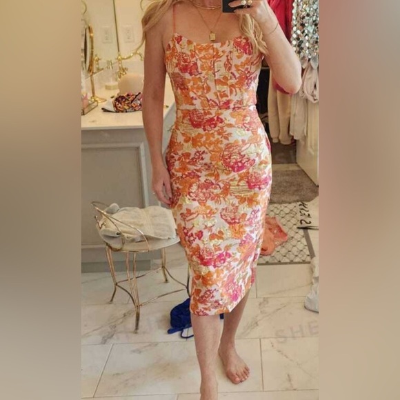 Floral Jacquard Cami Dress SZ M Elegant Cocktail Wedding Guest NWT ✨✨✨ - Picture 5 of 8